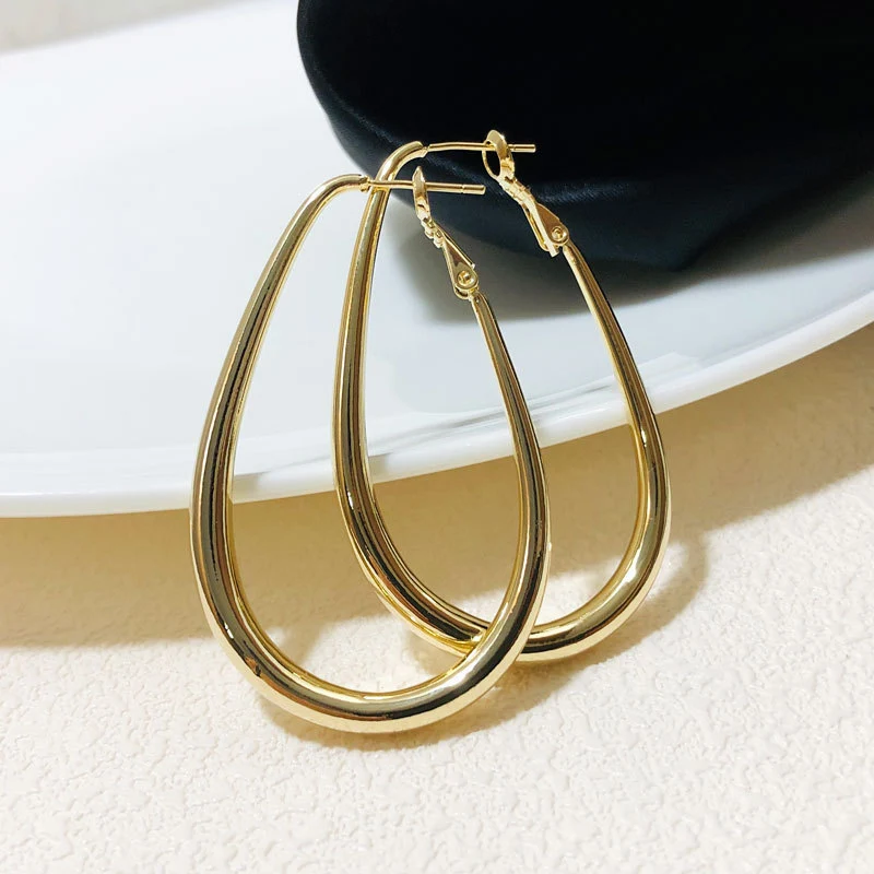 Geometric Big Metal Earrings For Women Jewelry Gift Irregular Circle Oval Earrings Femme Cold Fashion Korean Women's Earrings