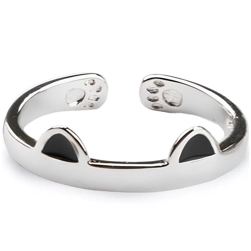 2pcs Y2K Cute Cat Paw Print Ring Women Girls Adjustable Cat Ears Paw Animal Finger Ring Couple Cartoon Little Gift Jewelry