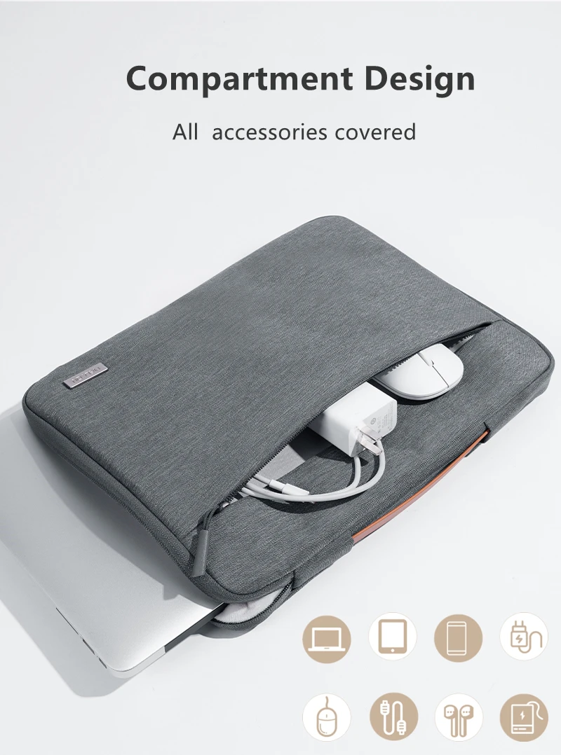 Multi-pockets Laptop Sleeve for MacBook Air 13.6 Handle Laptop Bag for MacBook Pro 14 Shocproof Notebook Bag for MacBook 16.2 M3