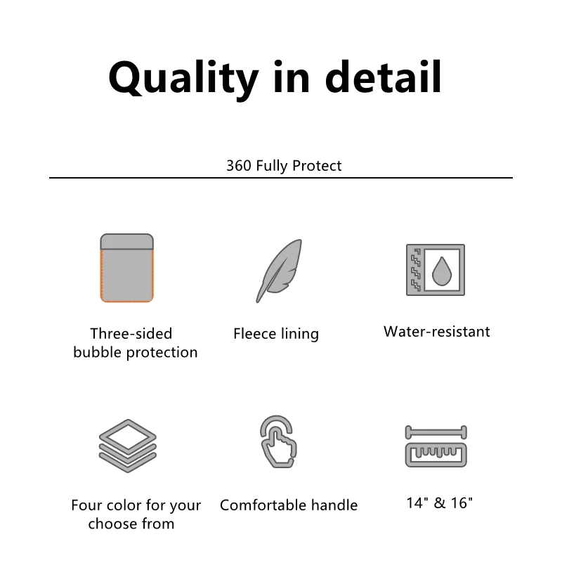 Multi-pockets Laptop Sleeve for MacBook Air 13.6 Handle Laptop Bag for MacBook Pro 14 Shocproof Notebook Bag for MacBook 16.2 M3