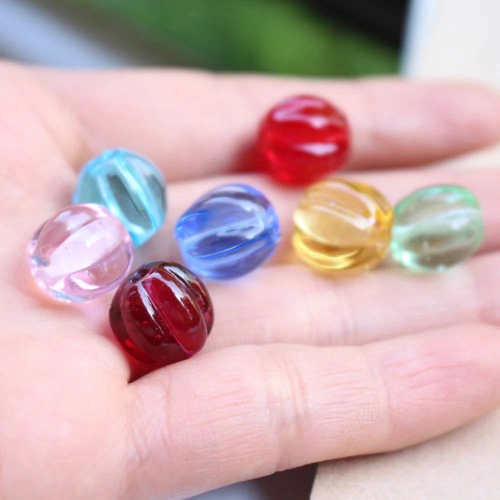 Pumpkin Lampwork Beads Glass Bead for Jewelry Making Diy Jewellery Supplies Kralen Bisuteria Pink Mix Handmade Koraliki Bijoux