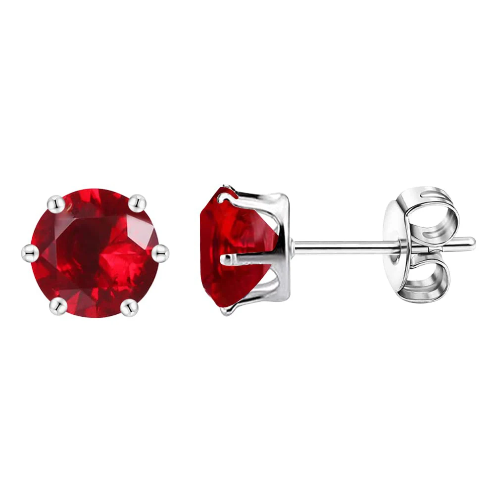 Stainless Steel Stud Earrings For Women Men Hypoallergenic Red Sets Multipack Cubic Zirconia Earrings Studs 3-8mm