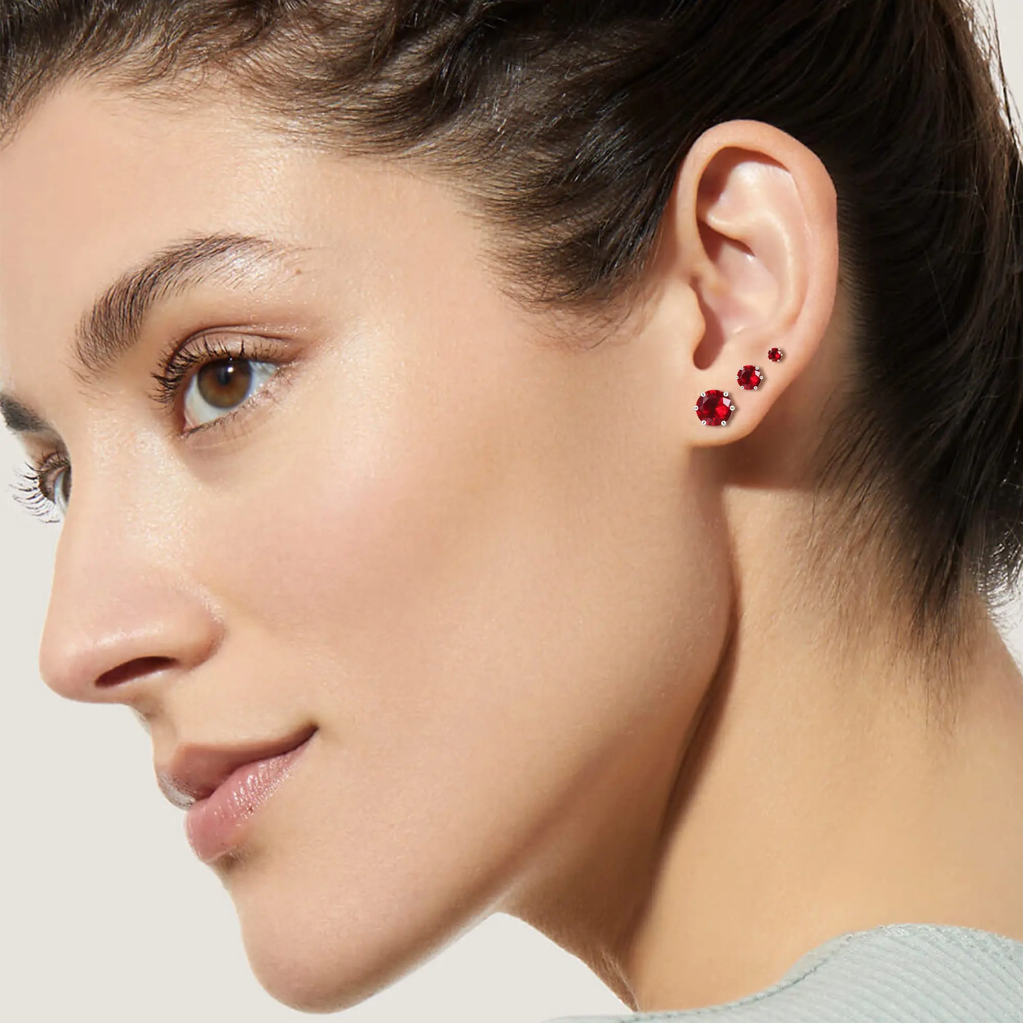 Stainless Steel Stud Earrings For Women Men Hypoallergenic Red Sets Multipack Cubic Zirconia Earrings Studs 3-8mm
