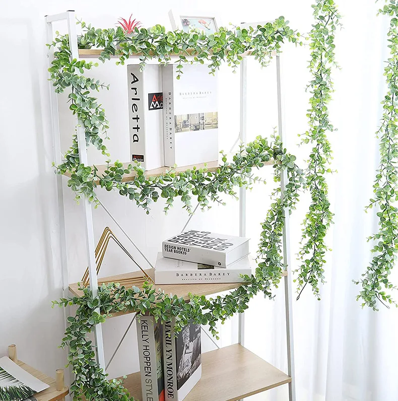 1.8m Artificial Eucalyptus Rattan Wedding Home Decoration Money Leaf Grass Rattan Wedding Background Arched Wall Decoration