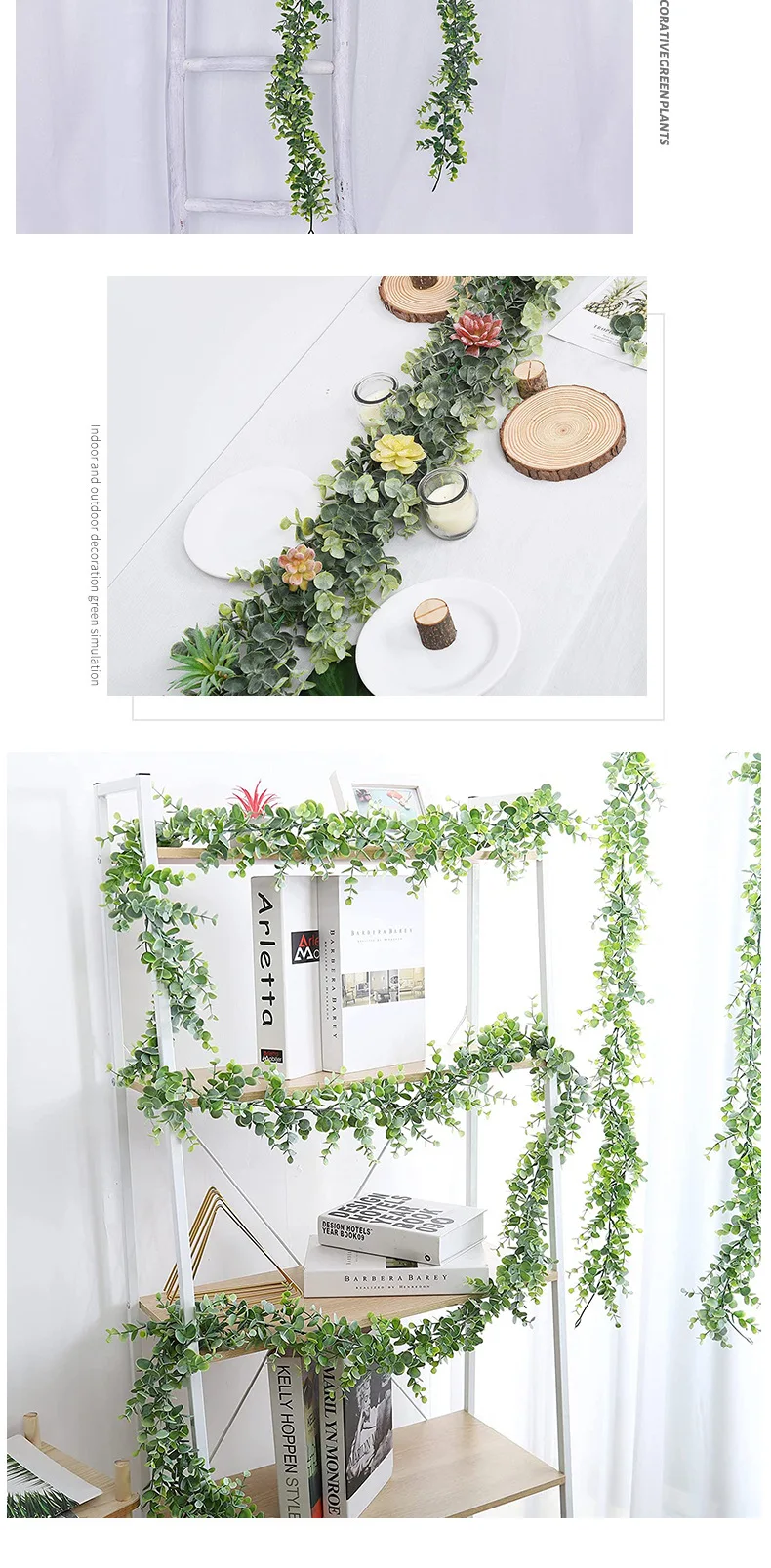 1.8m Artificial Eucalyptus Rattan Wedding Home Decoration Money Leaf Grass Rattan Wedding Background Arched Wall Decoration