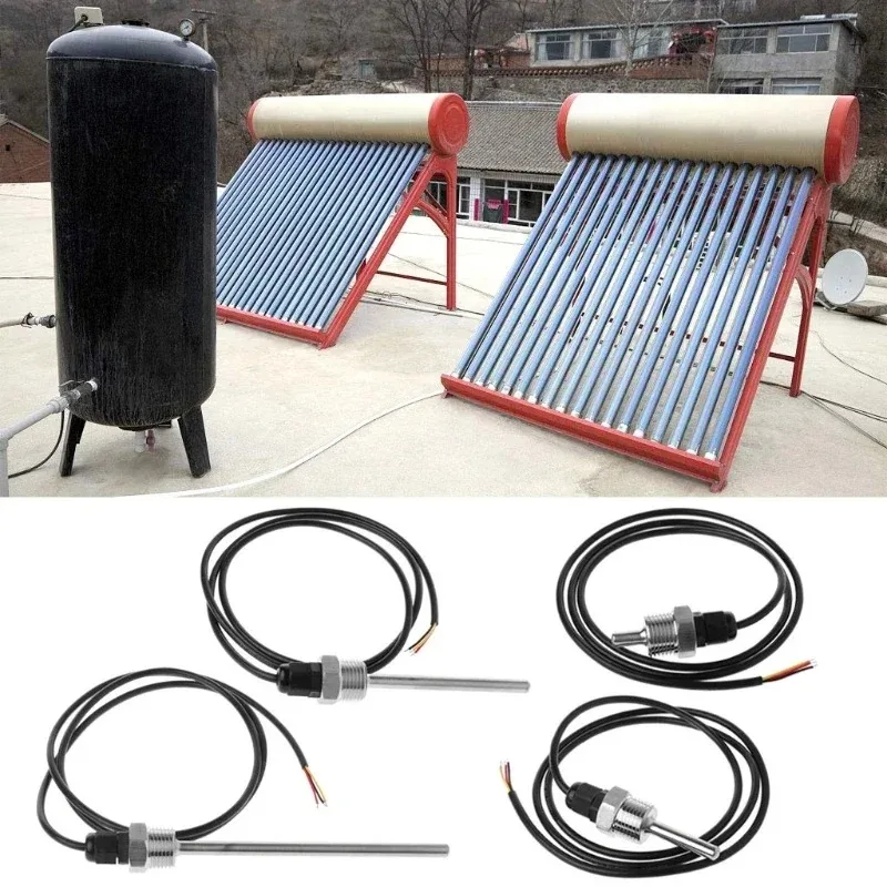 DS18B20 Digital Temperature Sensor G1/2" Thread Probe DIA=8mm PVC 3-core Wire SUS304 Stainless Steel Shell L30-200mm