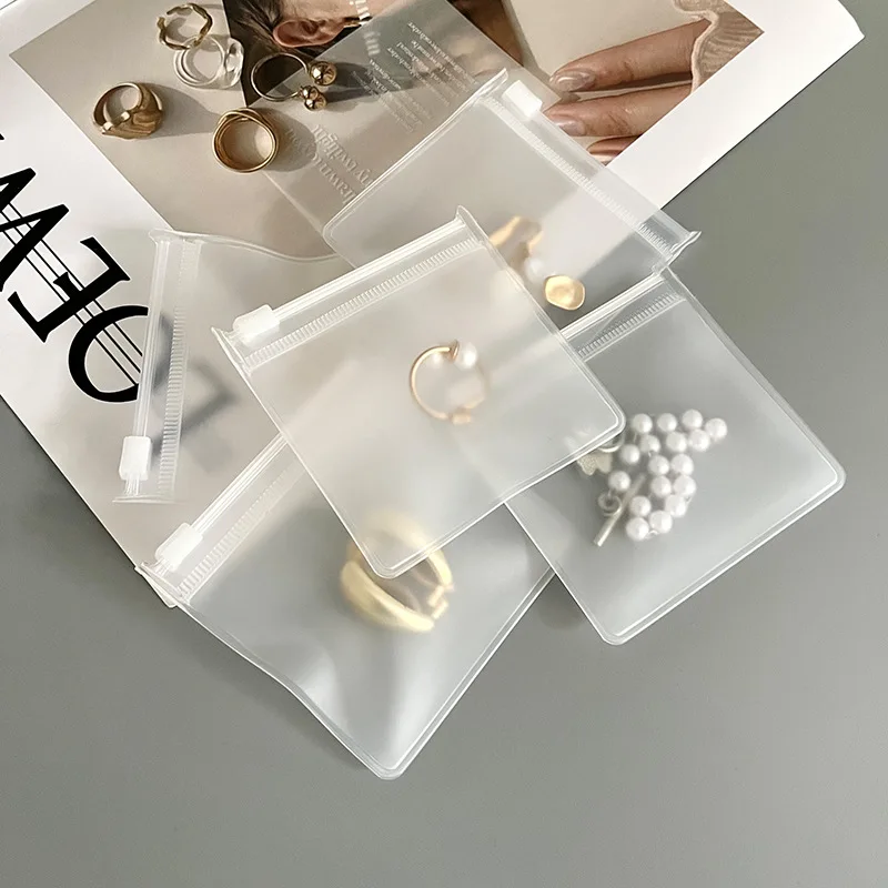 10PCS Transparent EVA Frosted Zipper Bags Jewelry Packaging Pouches DIY Handmade Earring Necklace Bracelet Storage Organizer