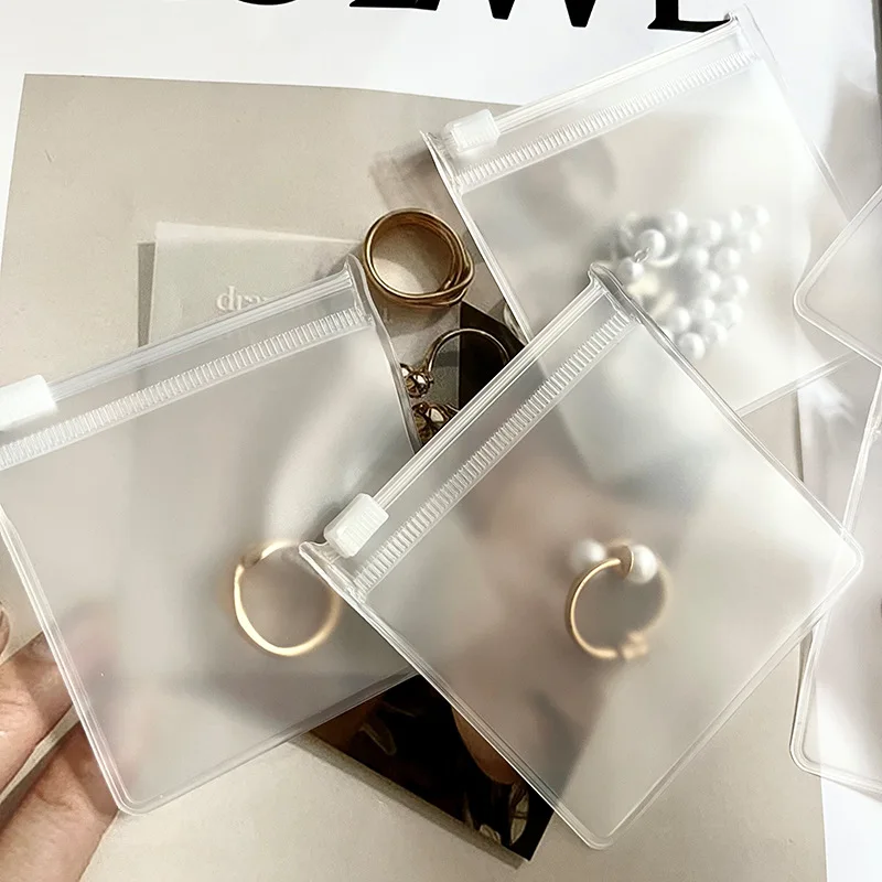 10PCS Transparent EVA Frosted Zipper Bags Jewelry Packaging Pouches DIY Handmade Earring Necklace Bracelet Storage Organizer