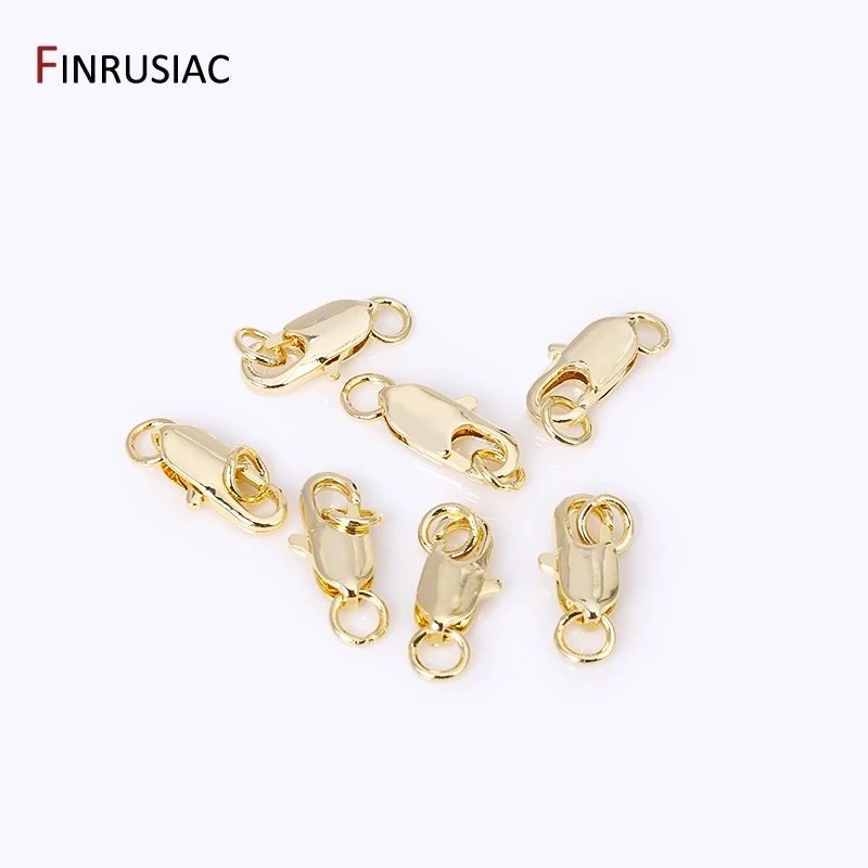 14k/18k Gold Plated Brass Oval Lobster Clasps With Closed Rings Connectors For Jewelry Making, DIY Jewelry Clasps Wholesale