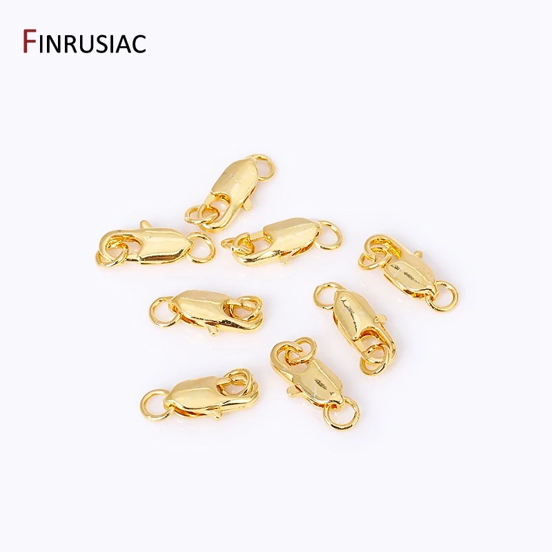 14k/18k Gold Plated Brass Oval Lobster Clasps With Closed Rings Connectors For Jewelry Making, DIY Jewelry Clasps Wholesale