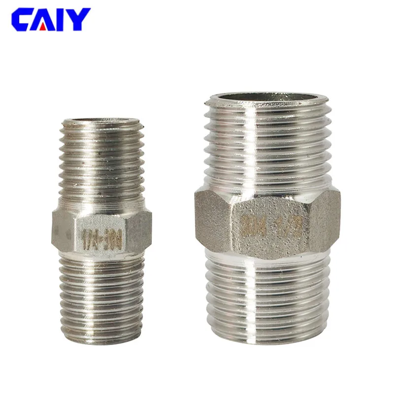1/8" 1/4" 3/8" 1/2" 3/4" BSP Thread 304 Stainless Hex Steel Pipe Fitting Head Male Fittings Water oil Air Connector