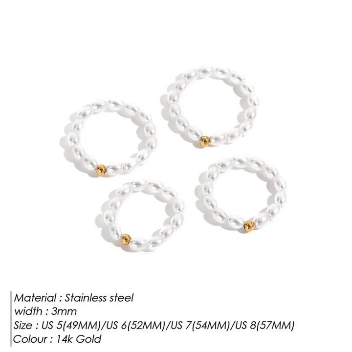 EMANCO Korean Imitation Pearl Minimalist Pearl Finger Ring White Round Pearl Ring Wedding Anniversary Gift