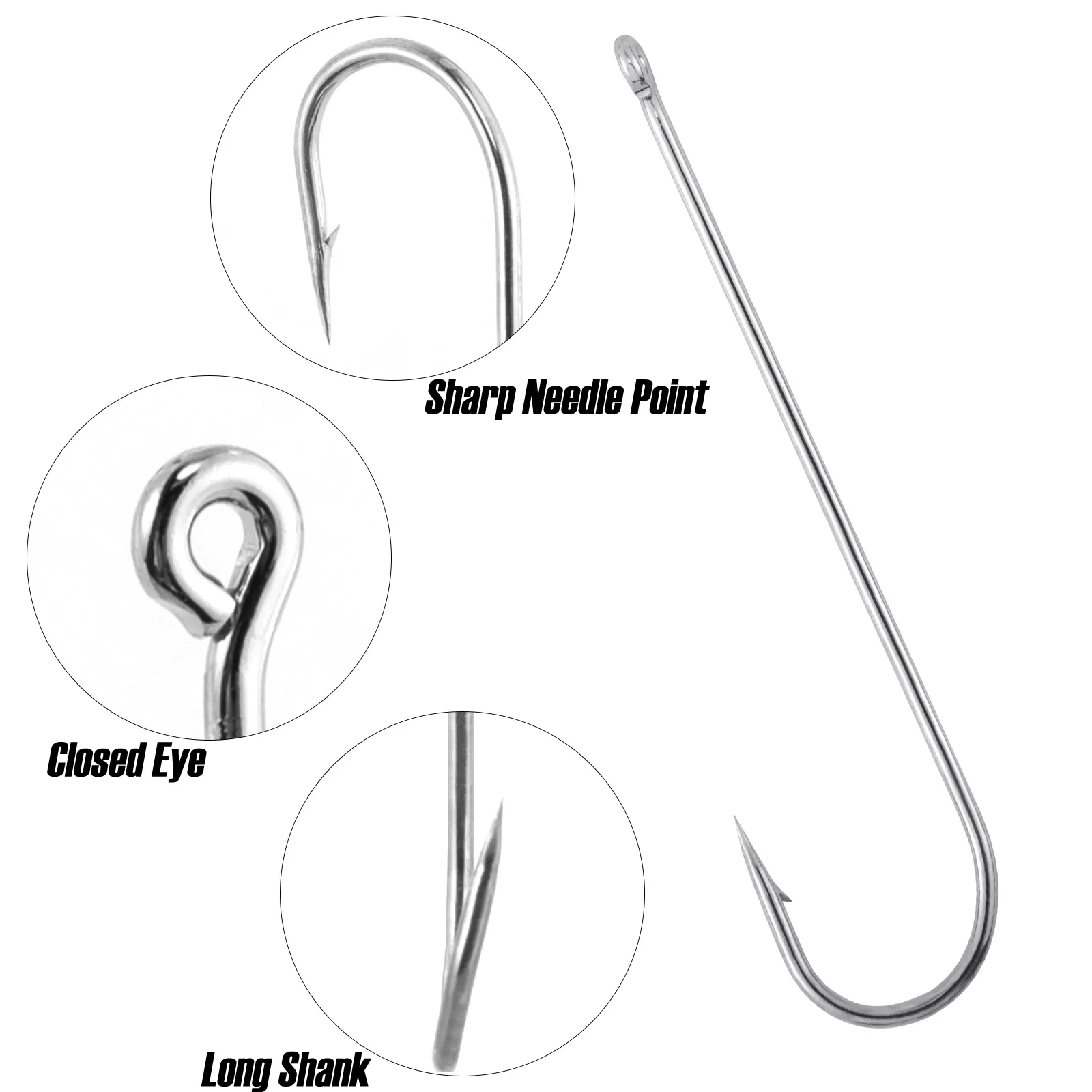 50/100pcs Extra Long Shank Hook Aberdeen Hook Offset Fishing Hook High Carbon Steel Freshwater Live Bait Trout Bass Catfish Pike