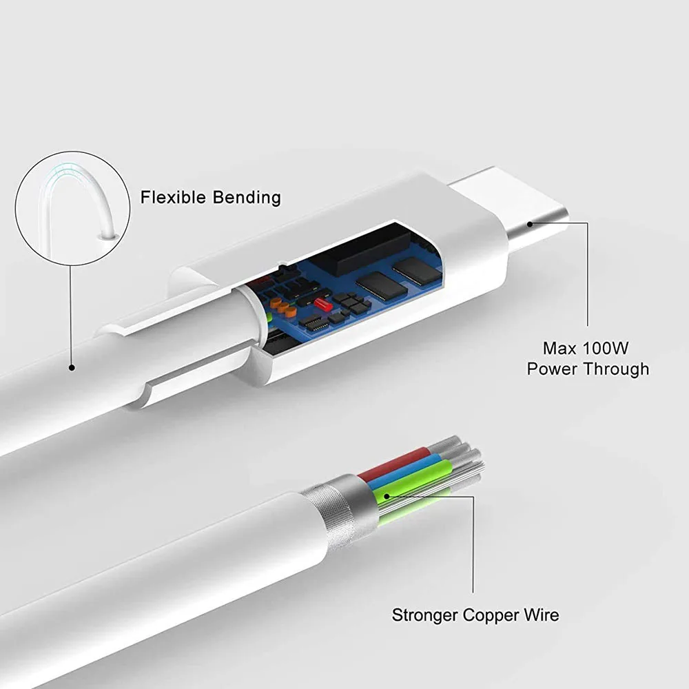 USB C 60W 100W PD Cable USB C to USB C for MacBook Air, Mac Book Pro, Type C Cord for New iPad Pro 12.9/11, Air 4/5, Mini 6