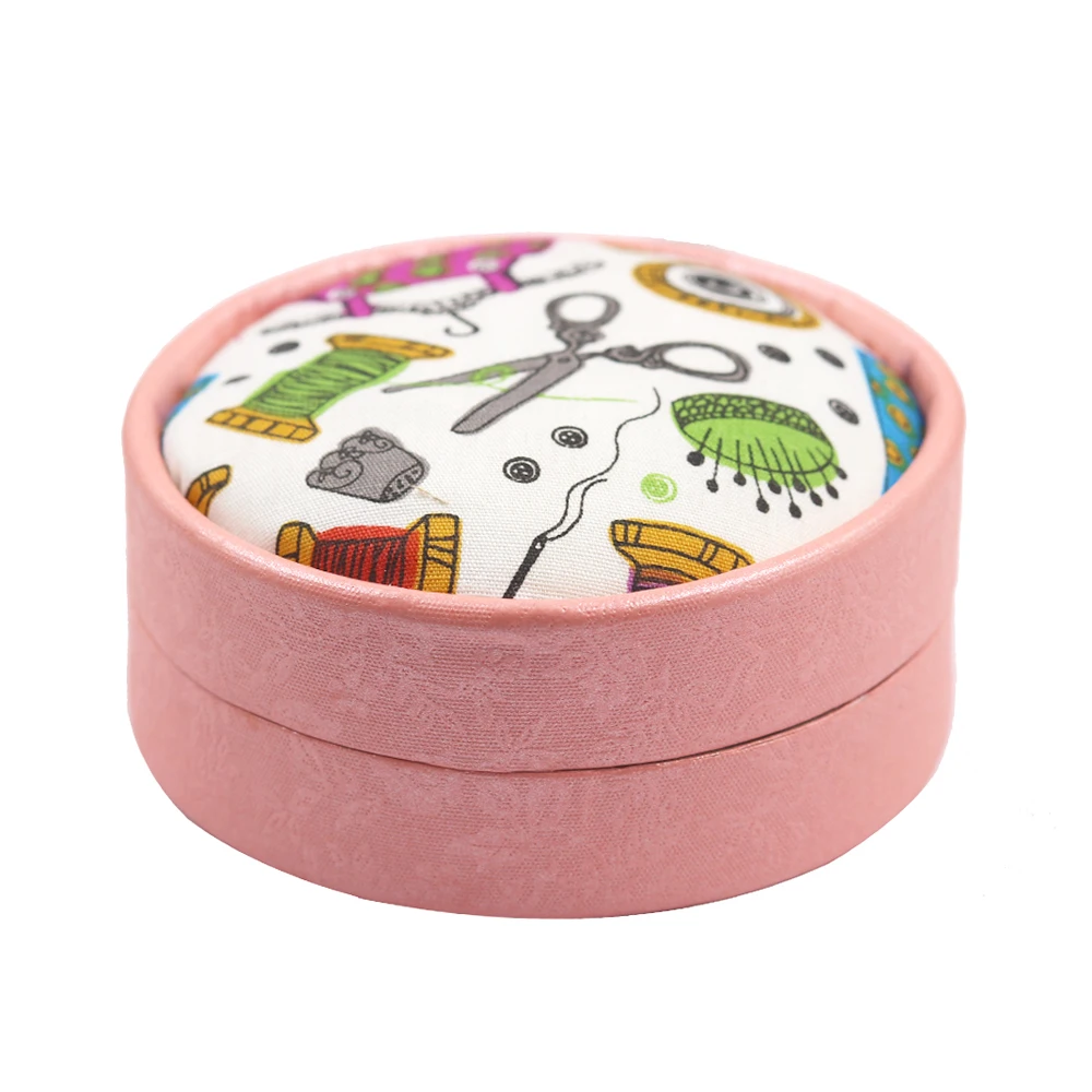 Home Travel Sewing Kit Box Circular Portable Mini Storage Box Needlework Threads Scissor Storage Boxes Set DIY Sewing Tool