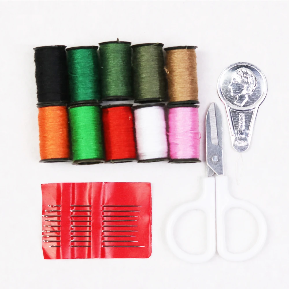Home Travel Sewing Kit Box Circular Portable Mini Storage Box Needlework Threads Scissor Storage Boxes Set DIY Sewing Tool
