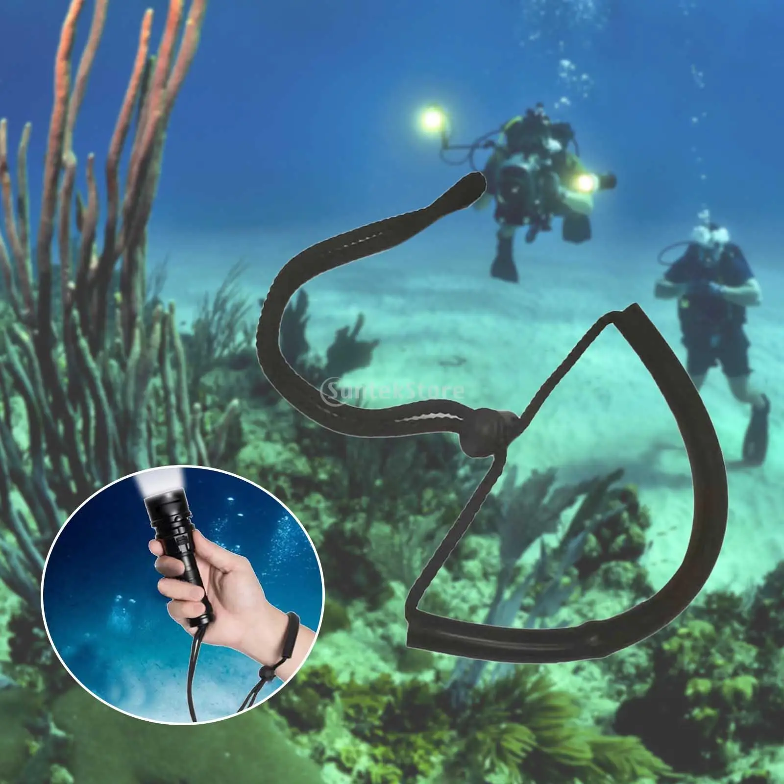 Scuba Diving Torch Wrist Strap Dive Light Lanyard Flashlight Snorkeling Hand Wrist Strap Adjustable Wrist Lanyard Cord Lock