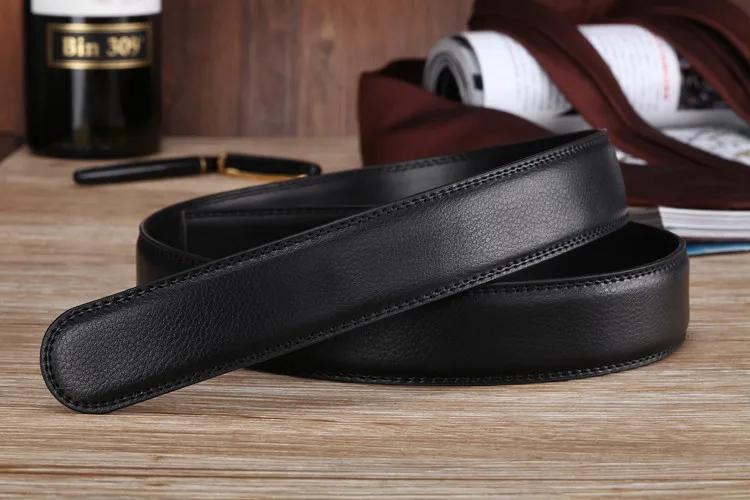 Men's Automatic Buckle Belts No Buckle 3.5cm Belt Body without Buckle High Quality Male PU Leather Strap Jeans Belt Wide