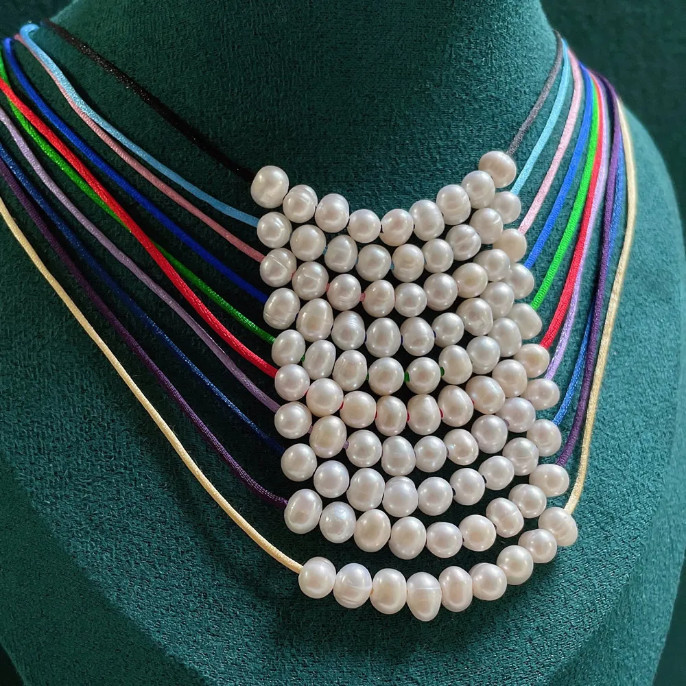 Real Natural Freshwater Pearl Necklace for Women Girls Small Potao Pearl Charm Smile Pendulum Choker Collar Wedding Jewelry Boho