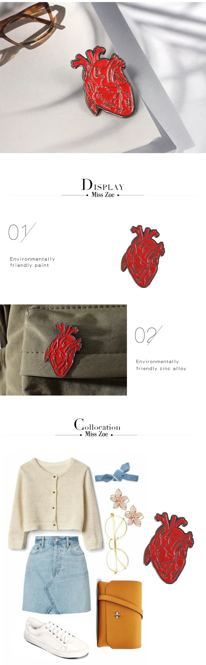 Organ Heart Enamel Pins Custom Anatomy Medical Brooches Lapel Badges Gothic Jewelry Gift for Student Friends