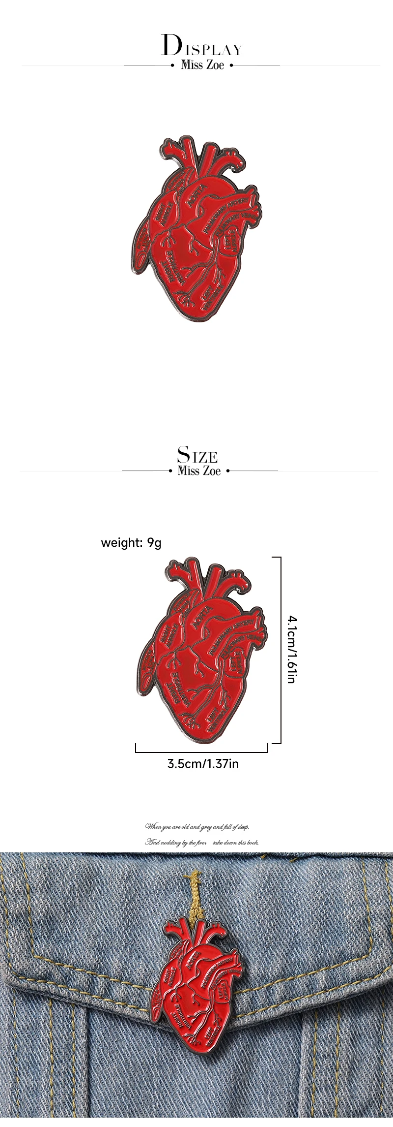 Organ Heart Enamel Pins Custom Anatomy Medical Brooches Lapel Badges Gothic Jewelry Gift for Student Friends