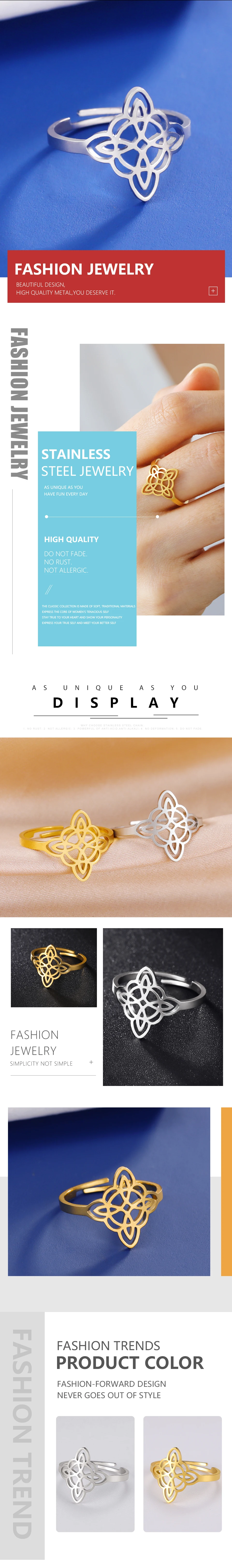 Lemegeton Witch Knot Ring for Women Stainless Steel Adjustable Finger Rings Supernatural Jewelry Accessories Amulet Lucky Gift