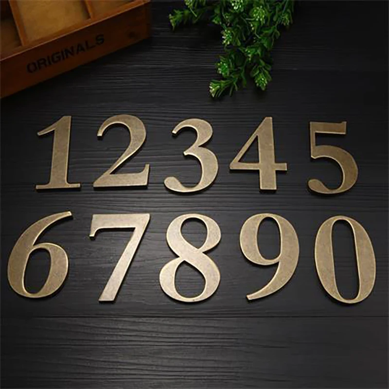 1PCS Metal Door Number with Backing Adhesive 10*6cm House Number Apartment Door Number for Outdoor Hotel Home Mail Box Label 0-9
