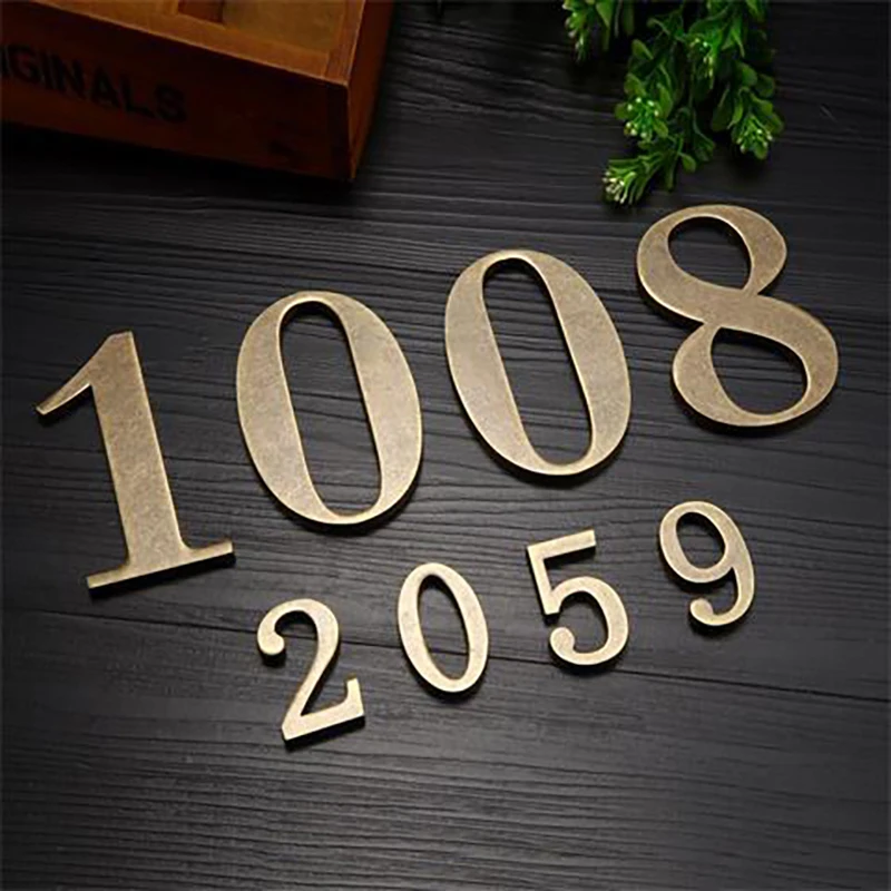 1PCS Metal Door Number with Backing Adhesive 10*6cm House Number Apartment Door Number for Outdoor Hotel Home Mail Box Label 0-9