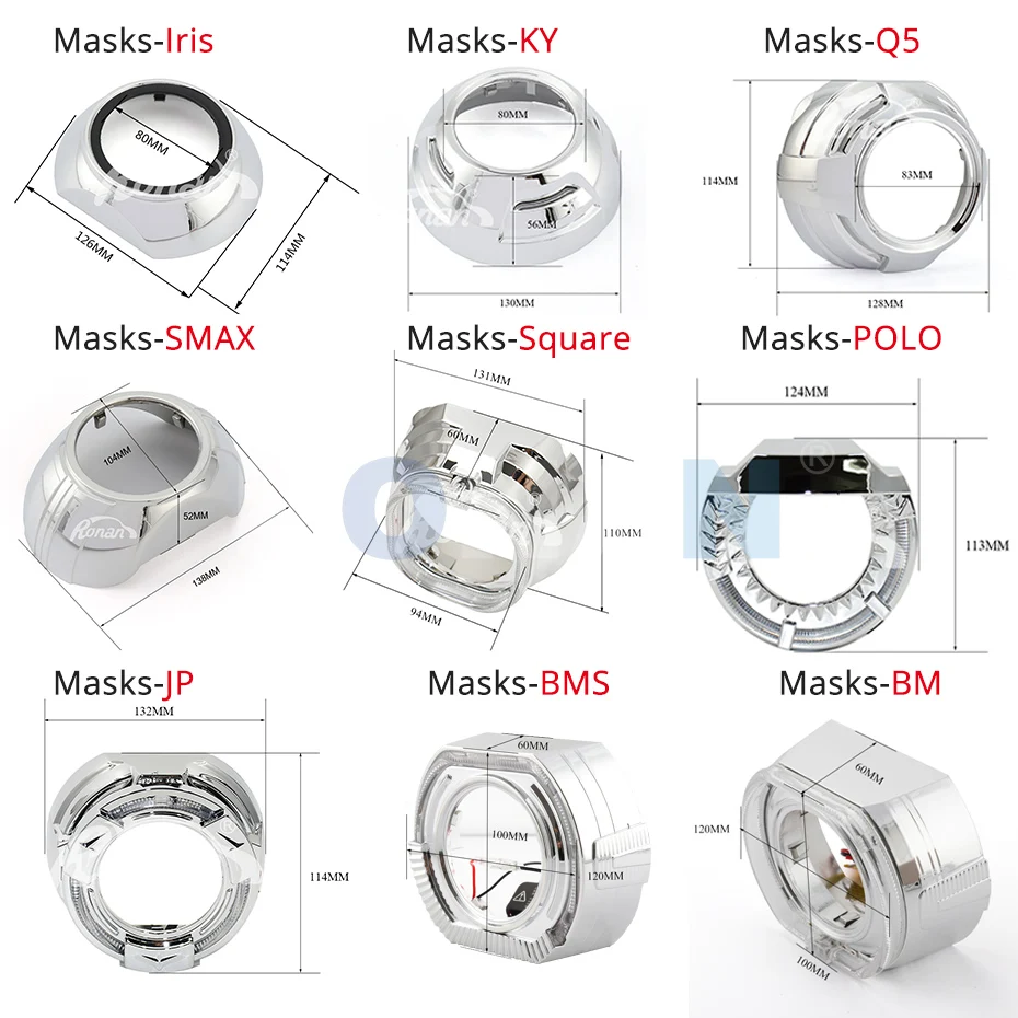 Ronan 40W 3inch Bi-Led Projector Lens 4.3K 6K 2000LUX for H1 H4 H7 9005/9006 Socket Car Headlight Retrofit Upgrade Full Kit