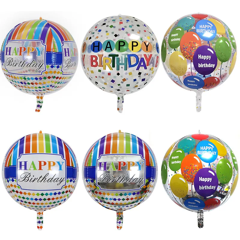 22 Inch New Round Aluminum Transparent 4d Balloon Birthday Theme Party Decoration Balloon Wholesale