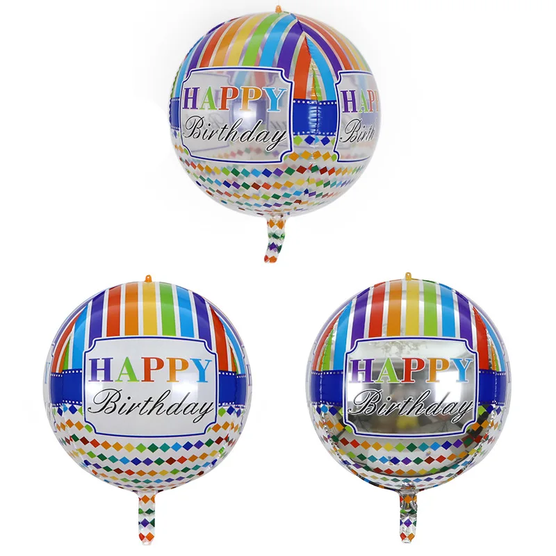 22 Inch New Round Aluminum Transparent 4d Balloon Birthday Theme Party Decoration Balloon Wholesale