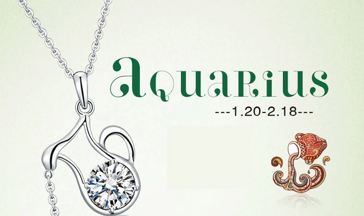 Fashion Silver Color Zodiac Sign 12 Constellation Pendant Necklaces Sparkling Zircon Charm Necklace for Women Girl Birthday Gift