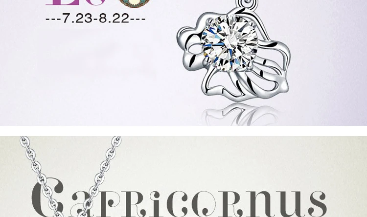 Fashion Silver Color Zodiac Sign 12 Constellation Pendant Necklaces Sparkling Zircon Charm Necklace for Women Girl Birthday Gift