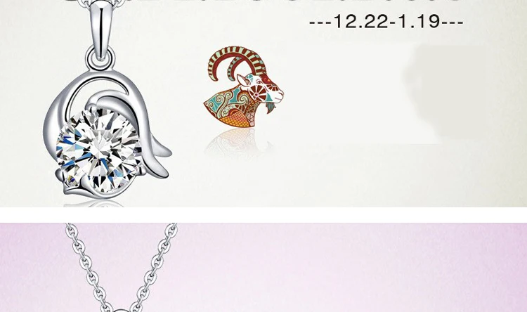 Fashion Silver Color Zodiac Sign 12 Constellation Pendant Necklaces Sparkling Zircon Charm Necklace for Women Girl Birthday Gift
