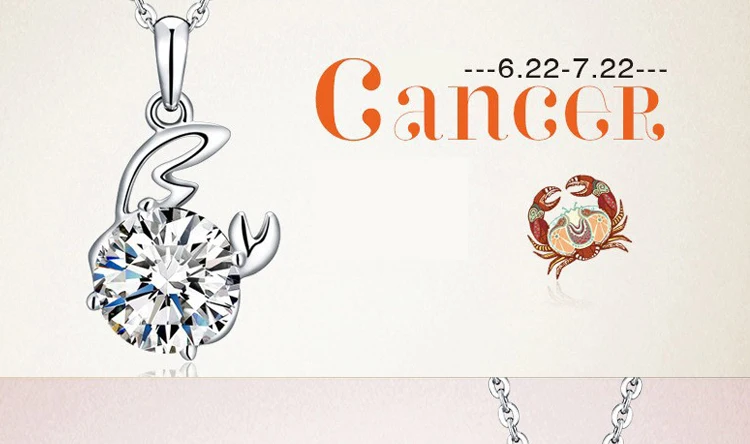 Fashion Silver Color Zodiac Sign 12 Constellation Pendant Necklaces Sparkling Zircon Charm Necklace for Women Girl Birthday Gift