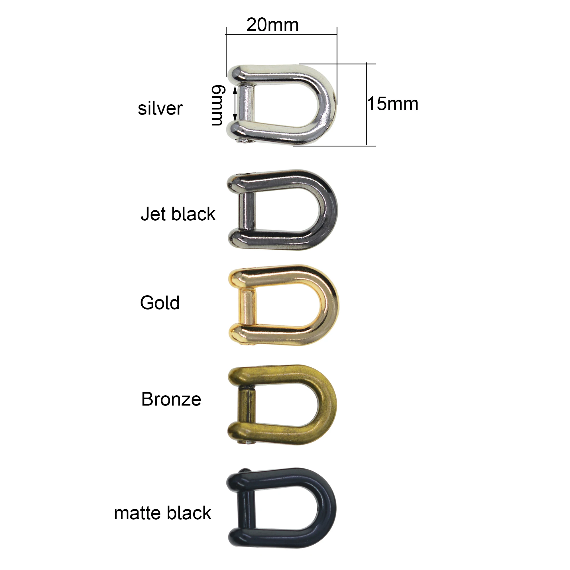 10 PCS assorted color mini 6mm alloy screw pin lock U hook shackle leather bangle connector joint keychain lanyard FOB EDC DIY
