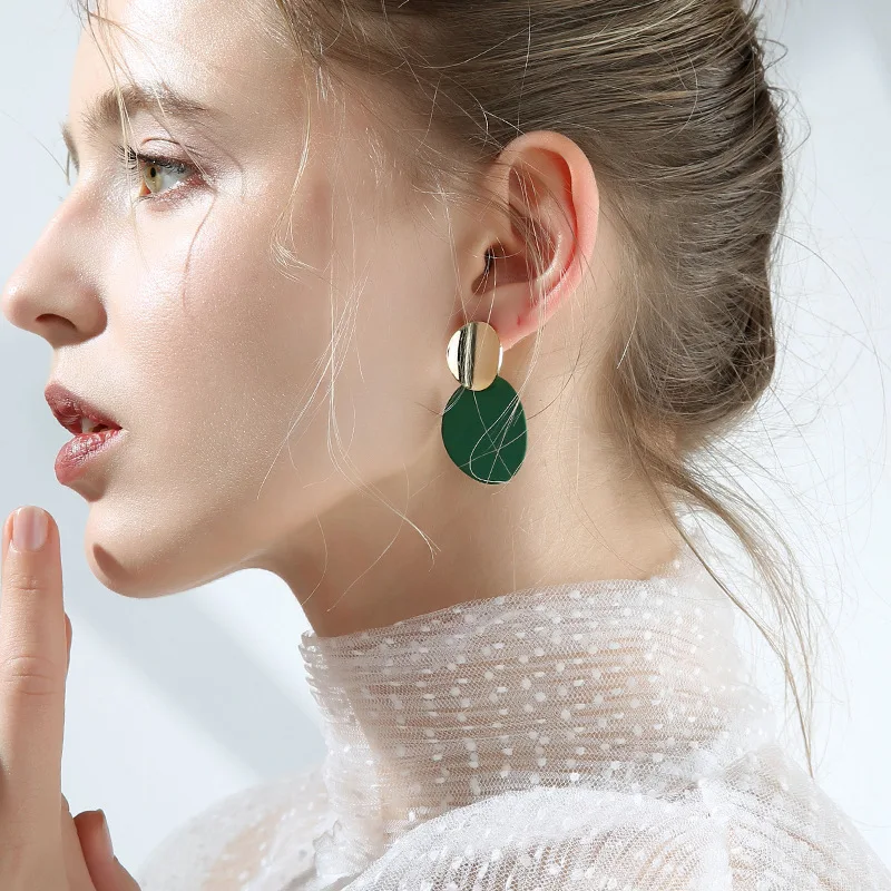 New Fashion Uneven Drop Earrings for Women Double-layers Round Pendants Dangle Earrings Heavy European Ear Jewelry pendientes