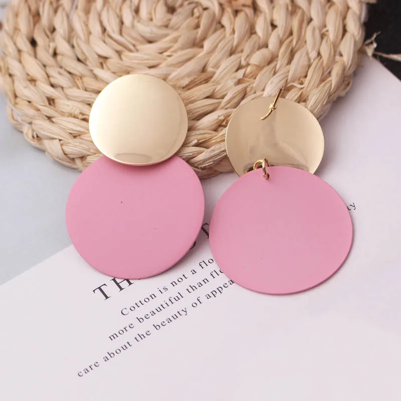 New Fashion Uneven Drop Earrings for Women Double-layers Round Pendants Dangle Earrings Heavy European Ear Jewelry pendientes