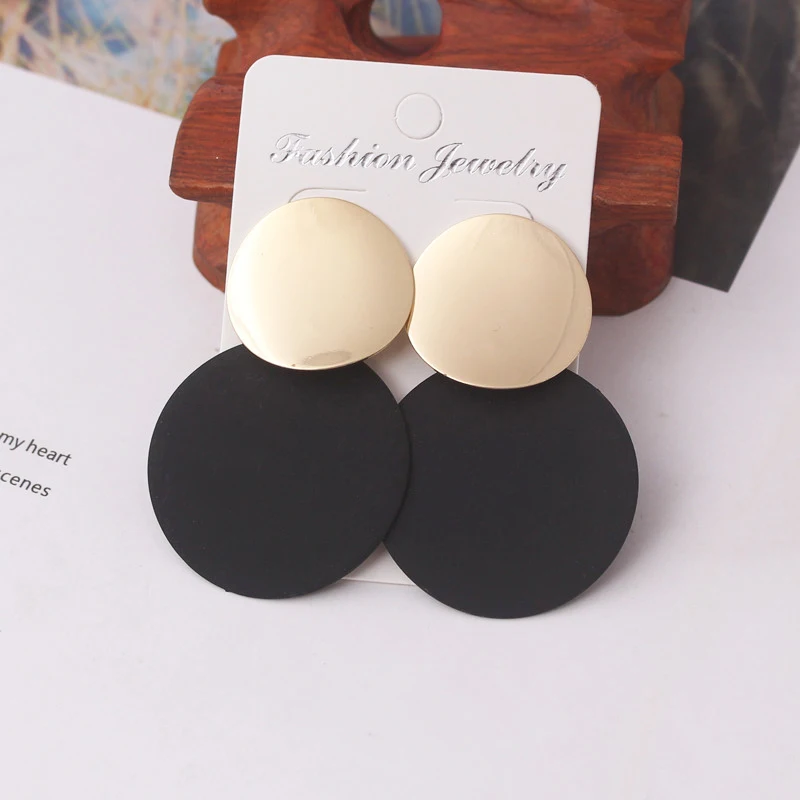 New Fashion Uneven Drop Earrings for Women Double-layers Round Pendants Dangle Earrings Heavy European Ear Jewelry pendientes
