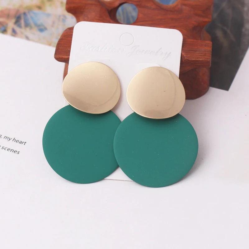 New Fashion Uneven Drop Earrings for Women Double-layers Round Pendants Dangle Earrings Heavy European Ear Jewelry pendientes