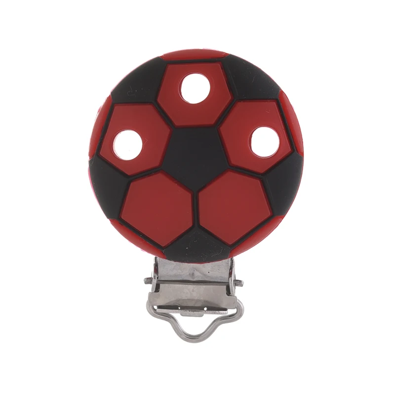 3Pcs Silicone Pacifier Clips Round Soccer Shape Baby Teether Teething Clip DIY Necklace Bead Tool Nurs Gift Accessories BPA Free