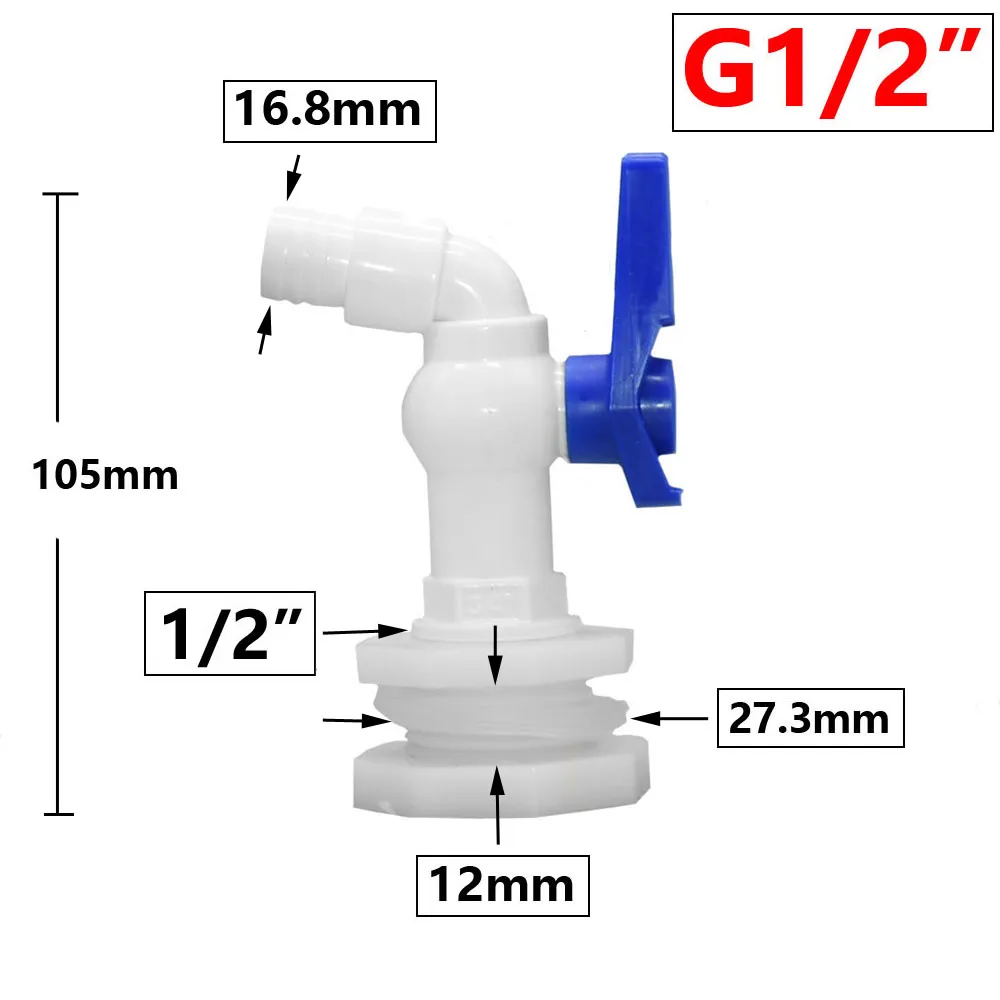 S60 Female Thread IBC Tank Adapter Faucet 1/2 3/4" Thread Plastic Tap Connector Water Box Valve Fitting For Home Garden Water