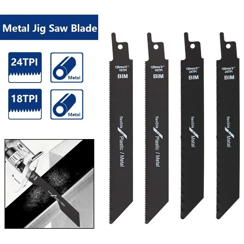 Jig Saw Blade 6 inch 24TPI/18TPI Carbide Reciprocating Saw Blade For Metal, Plastics, Aluminum Fast Cutting Tool
