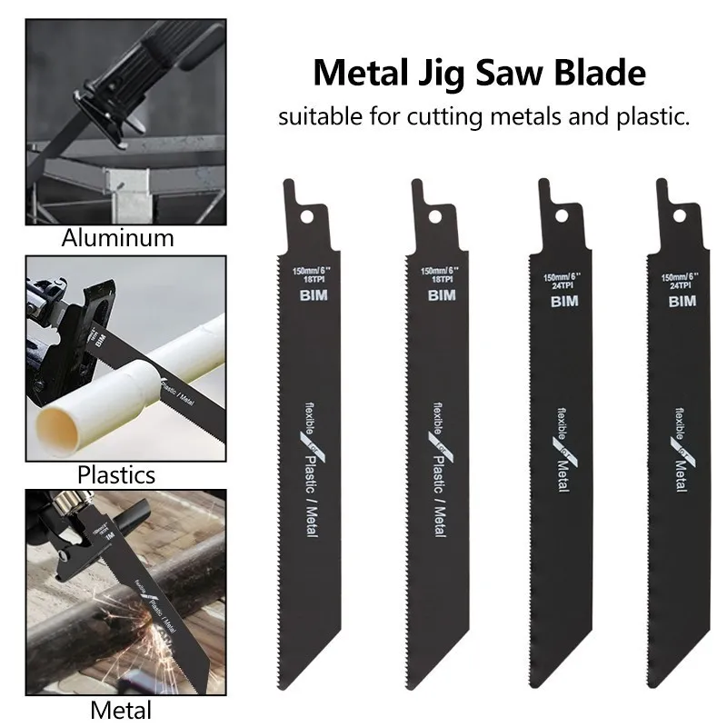 Jig Saw Blade 6 inch 24TPI/18TPI Carbide Reciprocating Saw Blade For Metal, Plastics, Aluminum Fast Cutting Tool