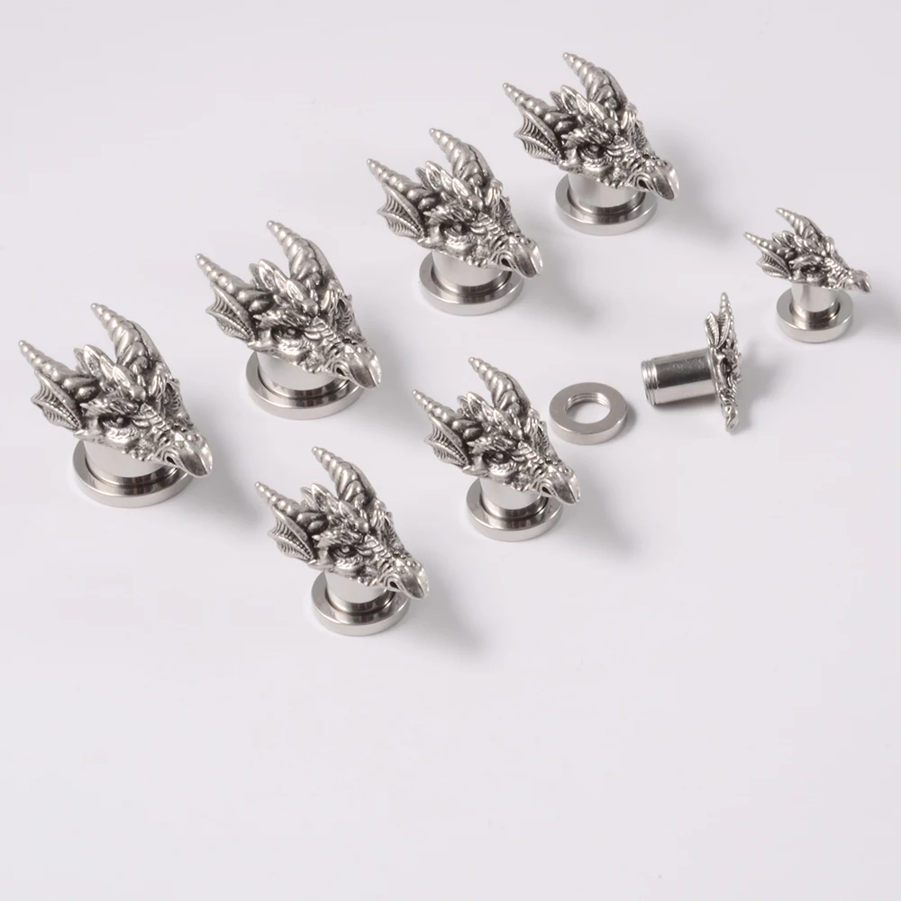 1PC Punk Stainless Steel Skeleton Ear Stretchers Tunnel External Thread Vintage Ear Gauge Plugs Expander Body Piercing Jewelry