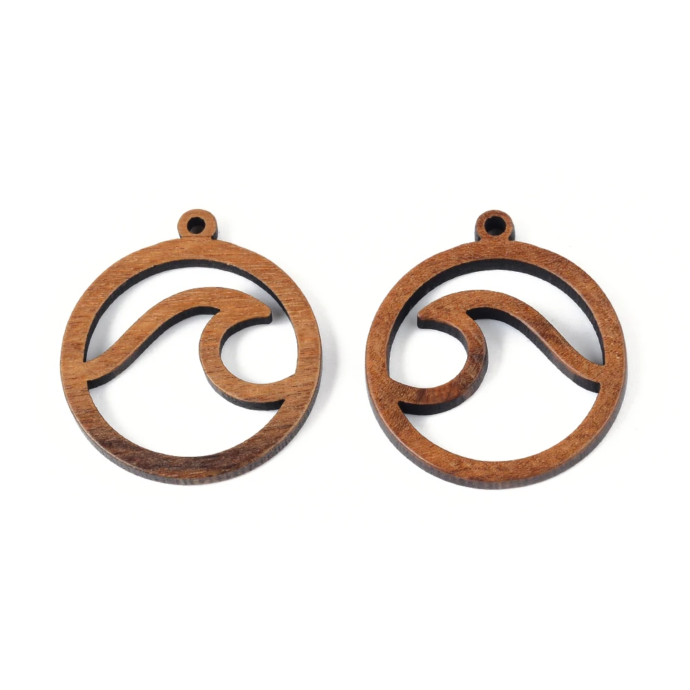 6pc/lot Fish/Flower shape Wood Pendant Resin Plate Pendants Jewelry Accessory Handmade Connector DIY Earring Component for Women