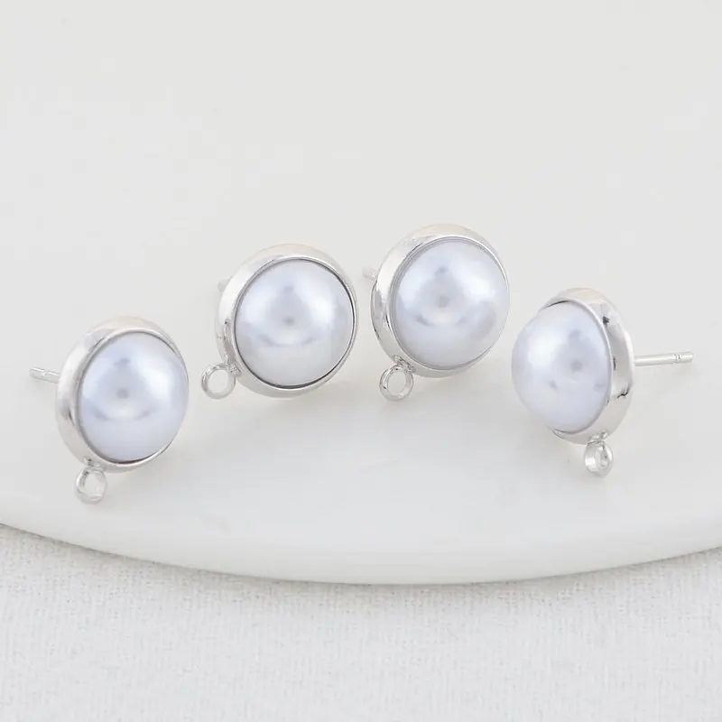 10MM 12MM 14MM 14K Gold Color Plated Brass Round Stud Earrings High Quality Diy DIY Jewelry Making Finding Accessories