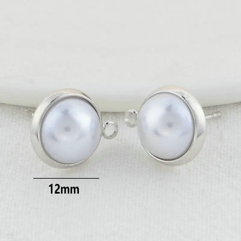 10MM 12MM 14MM 14K Gold Color Plated Brass Round Stud Earrings High Quality Diy DIY Jewelry Making Finding Accessories