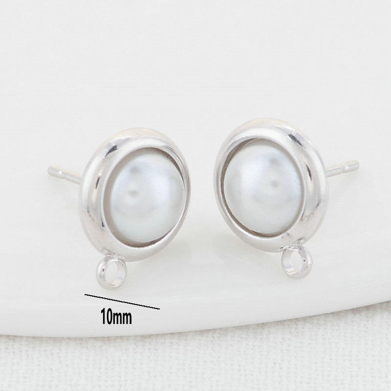 10MM 12MM 14MM 14K Gold Color Plated Brass Round Stud Earrings High Quality Diy DIY Jewelry Making Finding Accessories