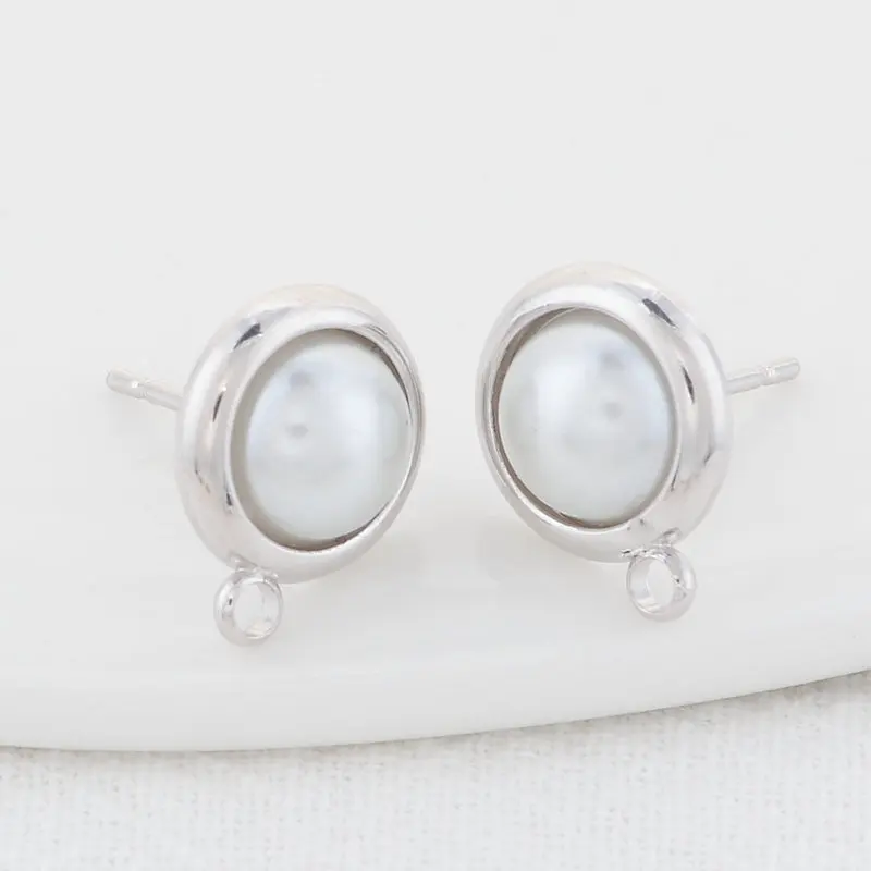 10MM 12MM 14MM 14K Gold Color Plated Brass Round Stud Earrings High Quality Diy DIY Jewelry Making Finding Accessories